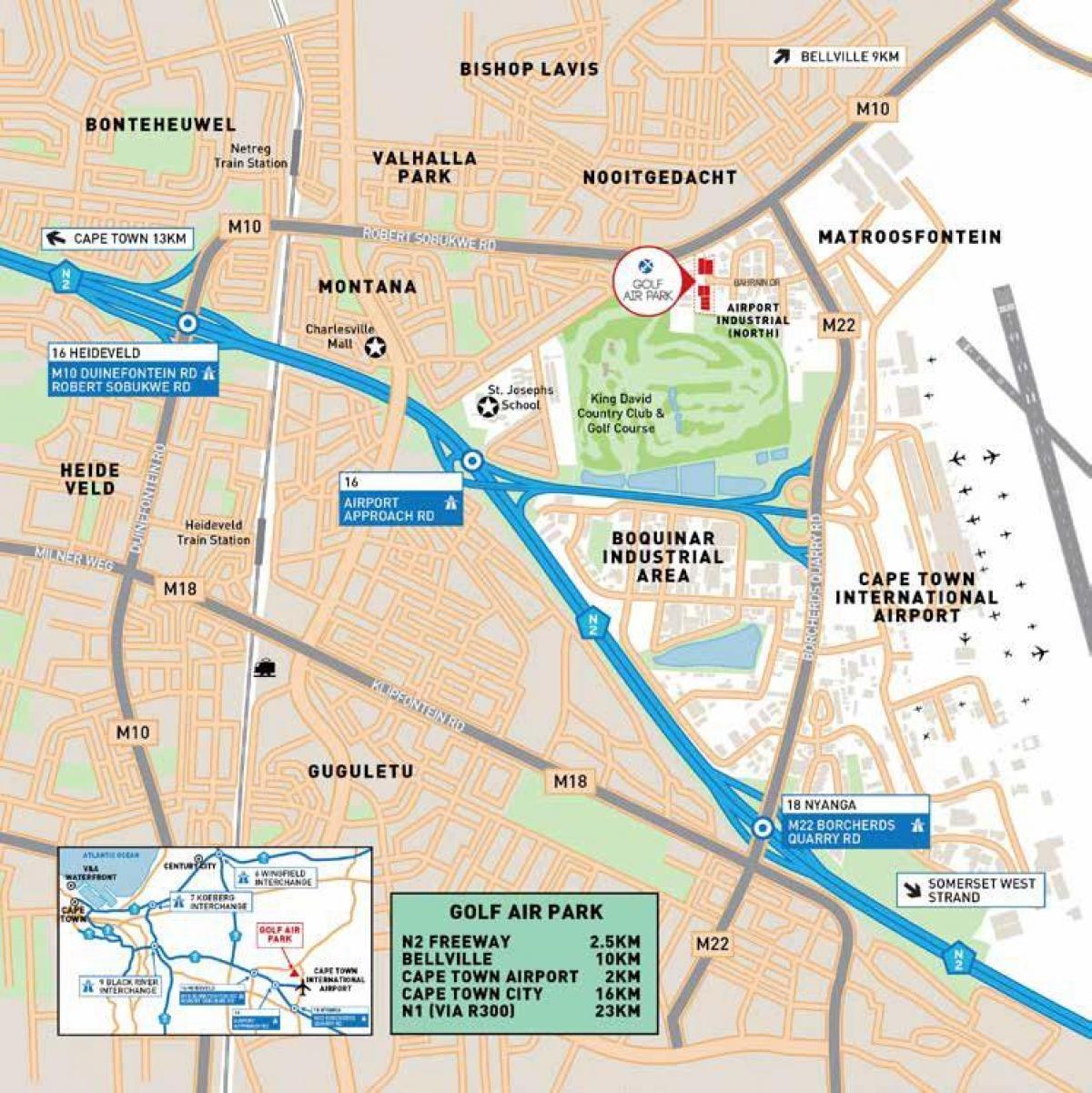 mapa del aeropuerto industria de Ciudad del Cabo