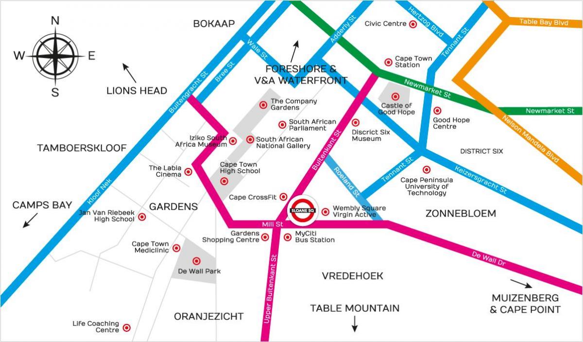 mapa de buitenkant street Ciudad del Cabo