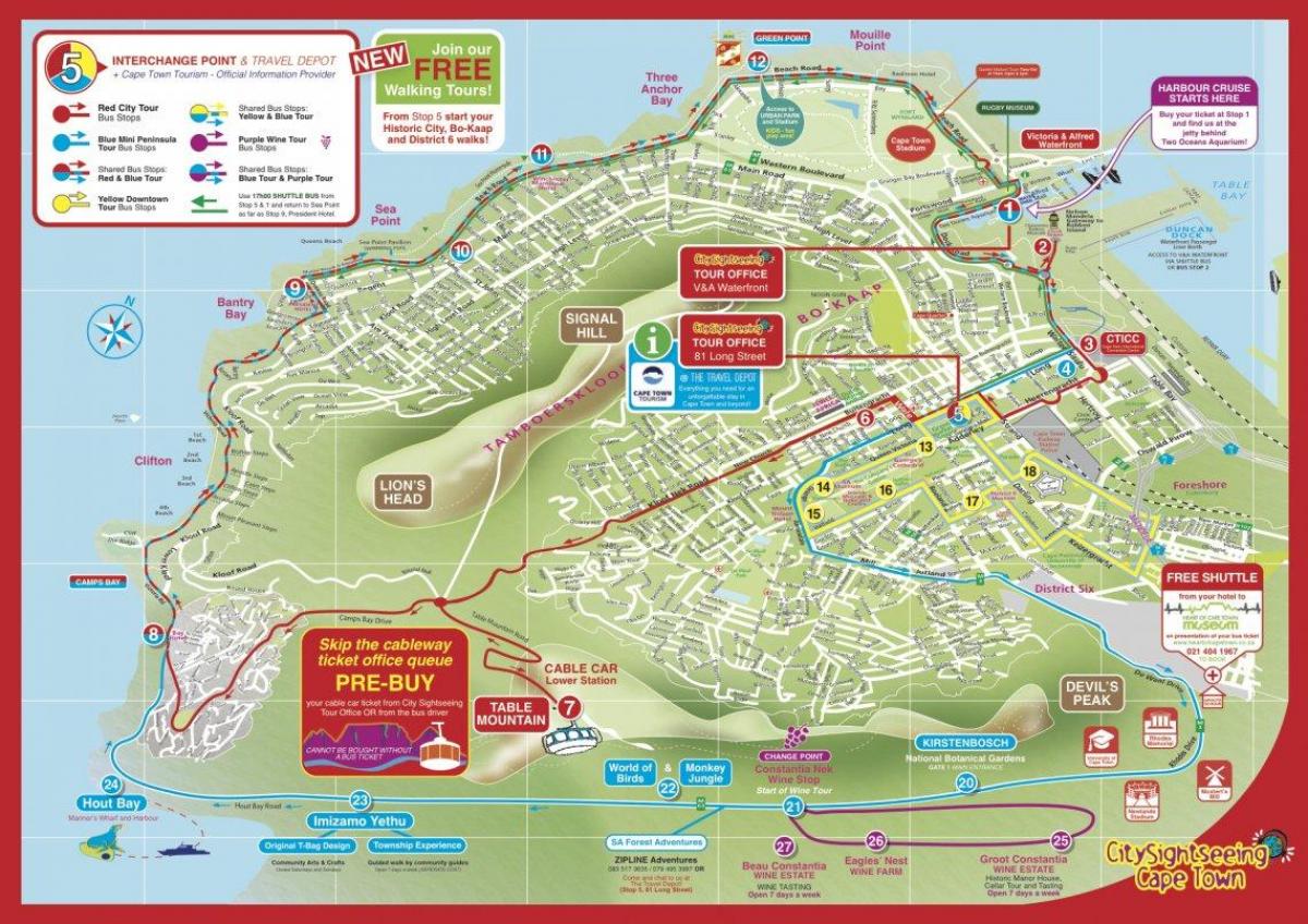 mapa de Cape Town city sightseeing bus