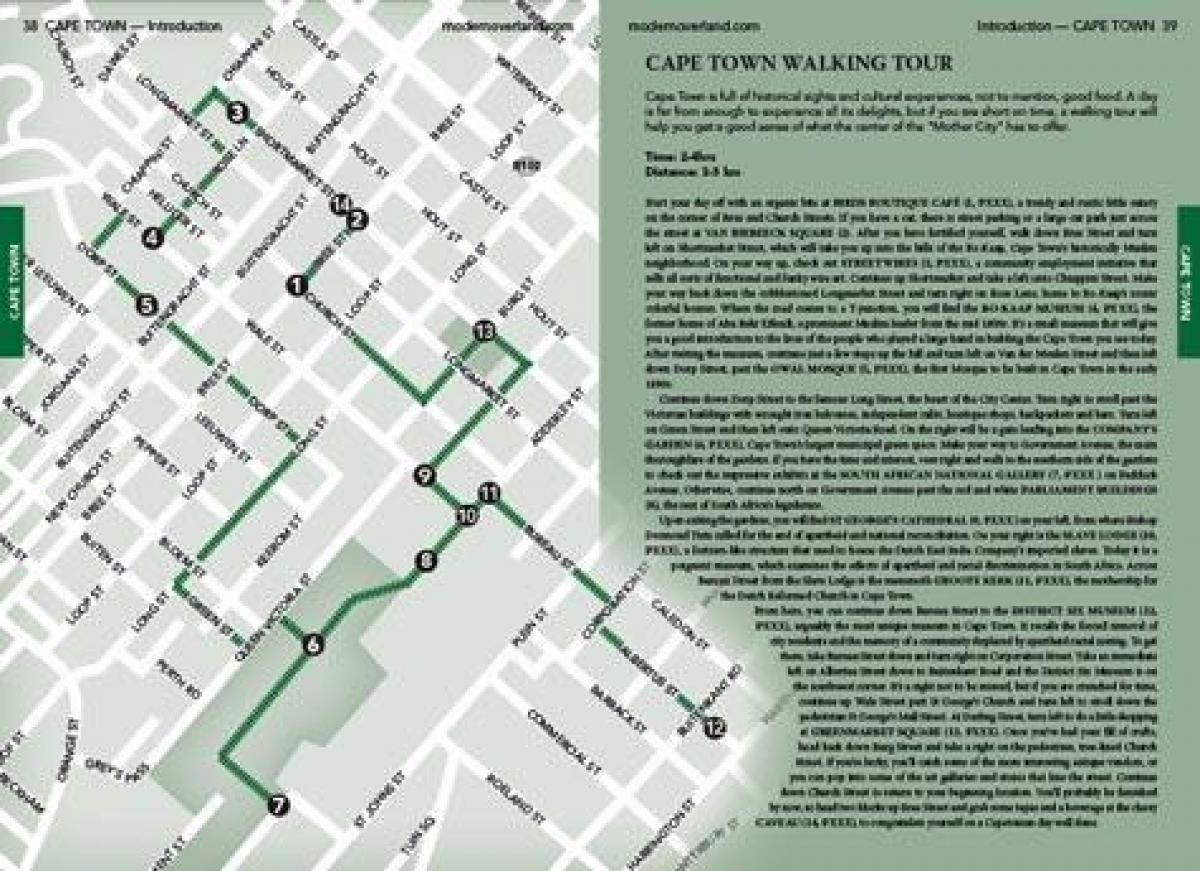 Ciudad del cabo walking tour mapa