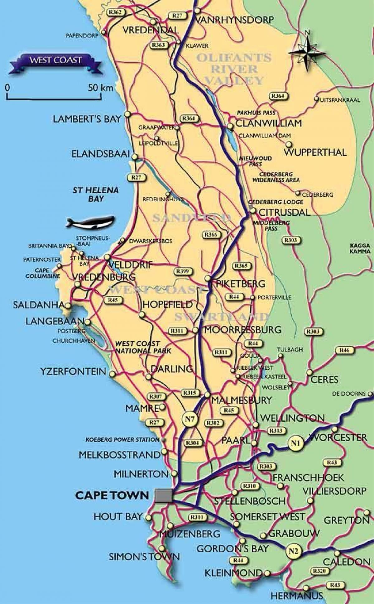 mapa de Ciudad de el Cabo de la costa