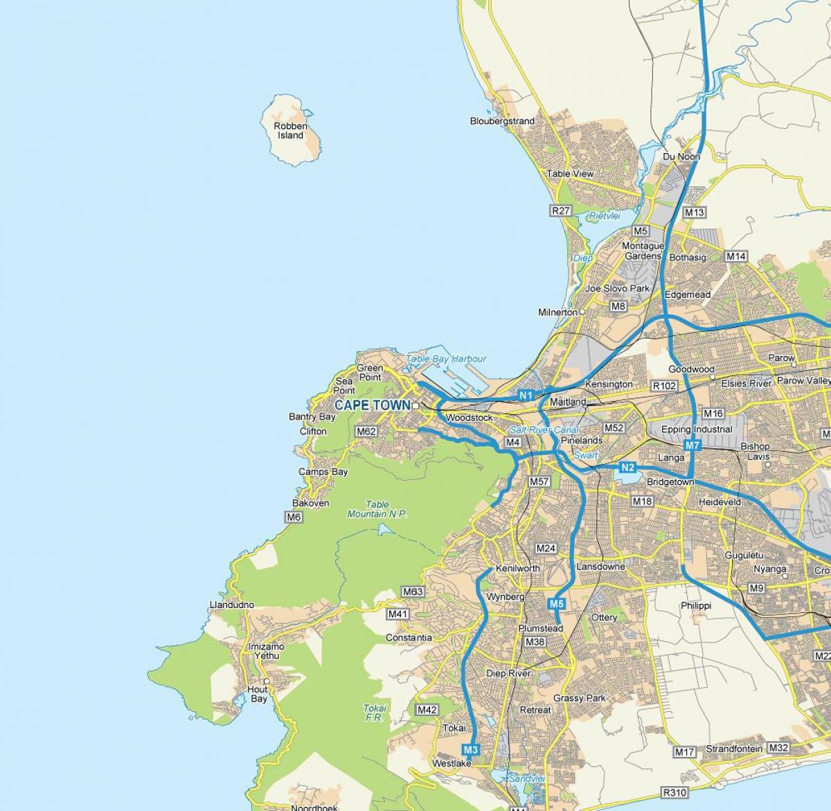 mapa de Ciudad del Cabo fer