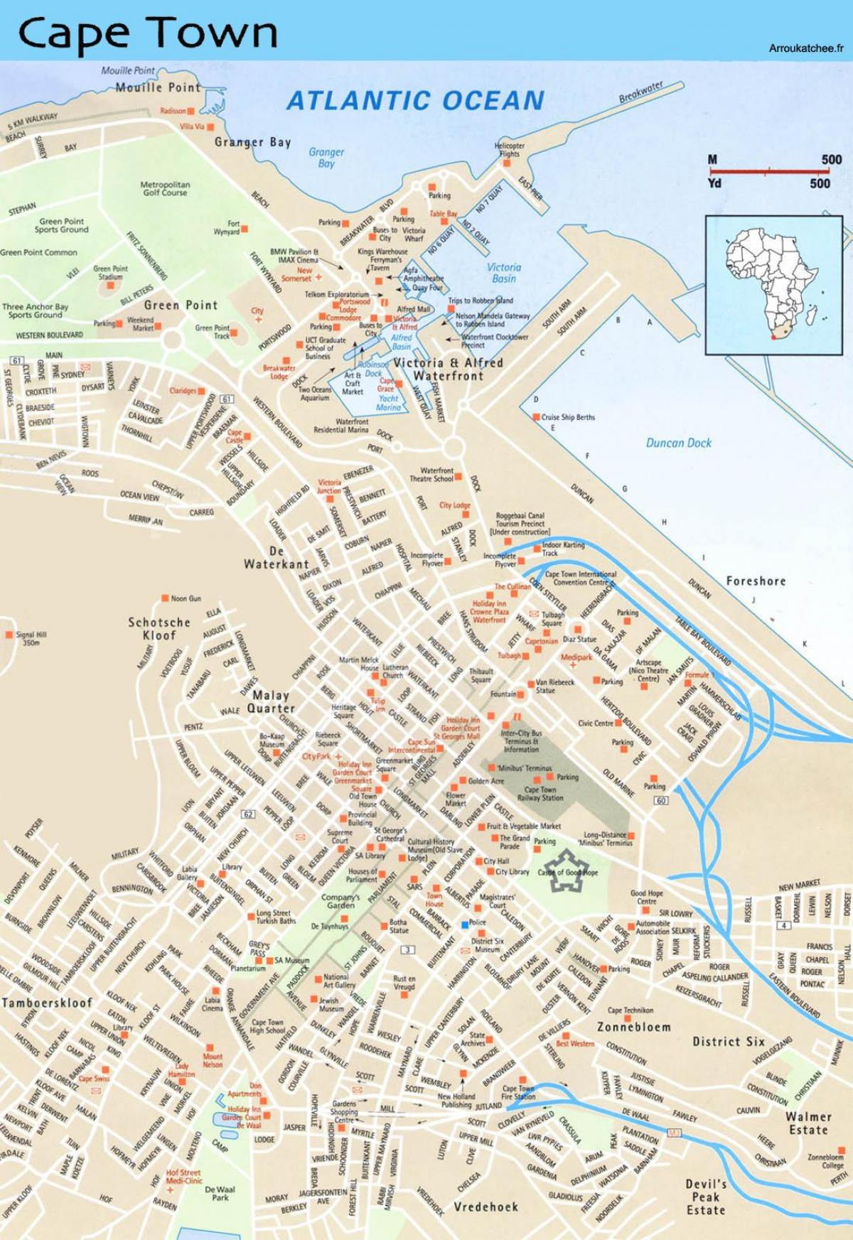 mapa de calles de Ciudad del Cabo, sudáfrica