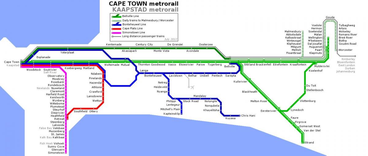 Ciudad del cabo mapa del metro