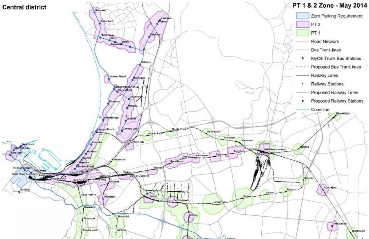 mapa de Ciudad de el Cabo de zonificación