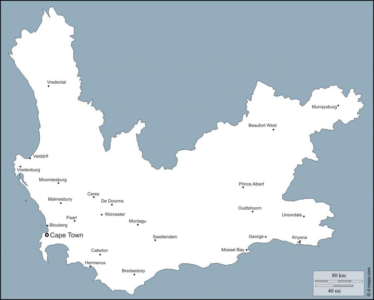 mapa en blanco de Ciudad del Cabo