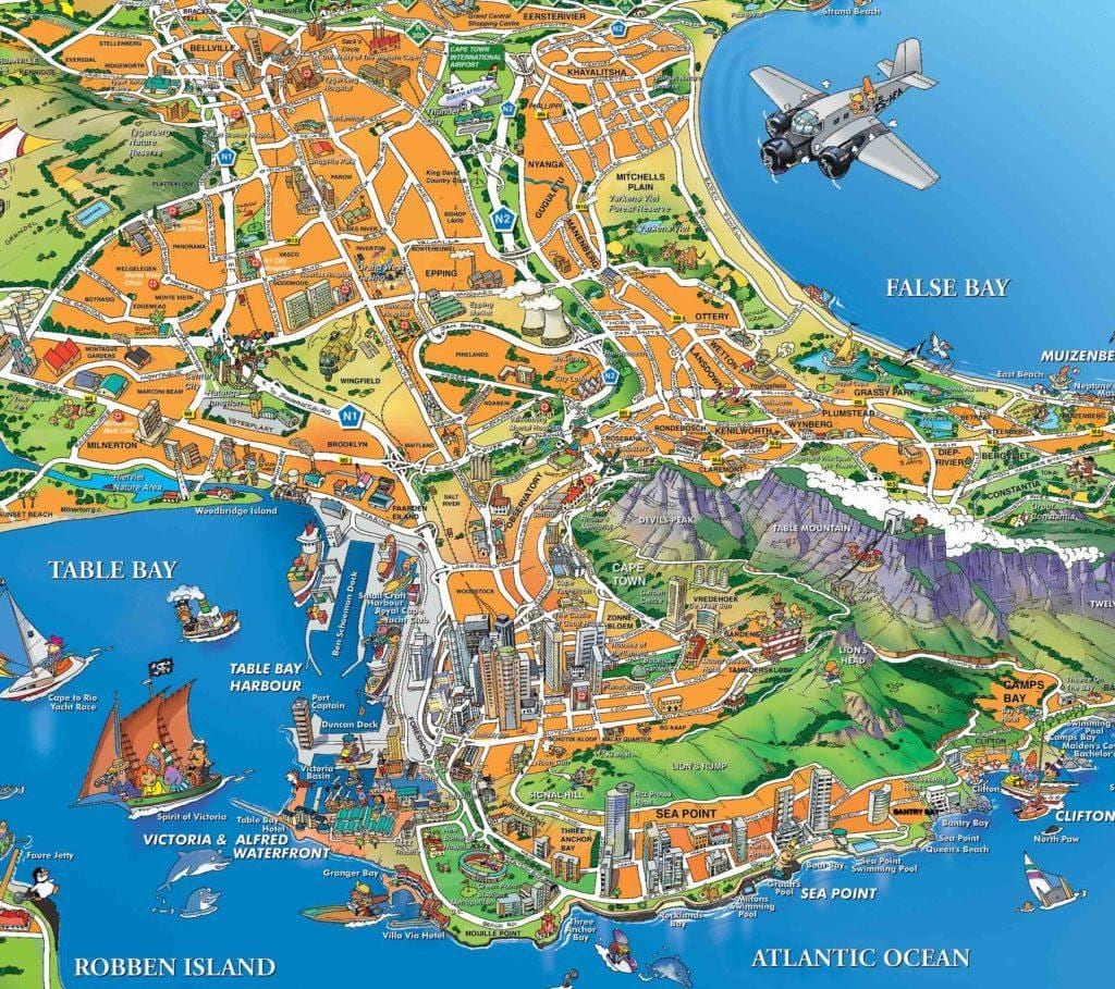 mapa turístico de Ciudad del Cabo