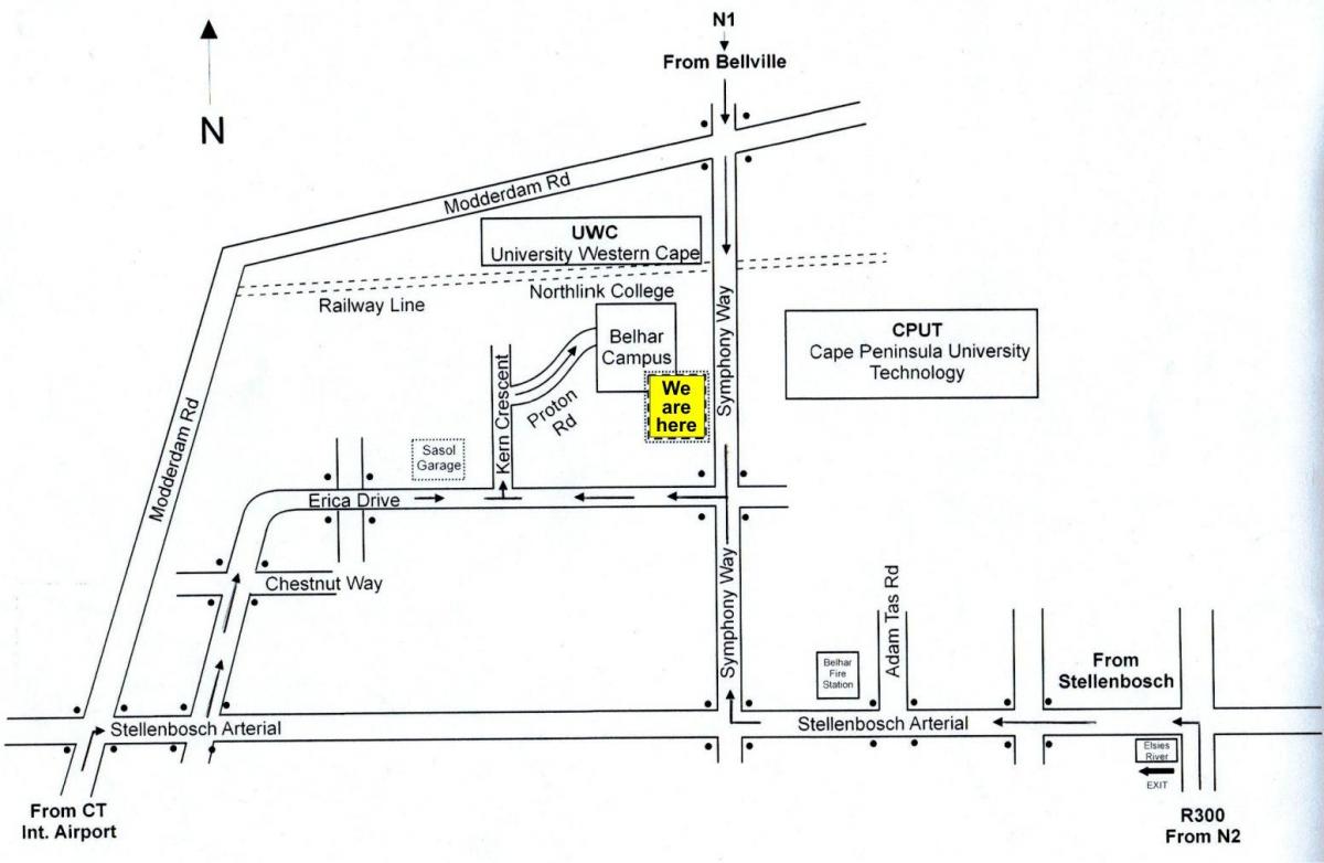 mapa de cput campus de Ciudad del Cabo