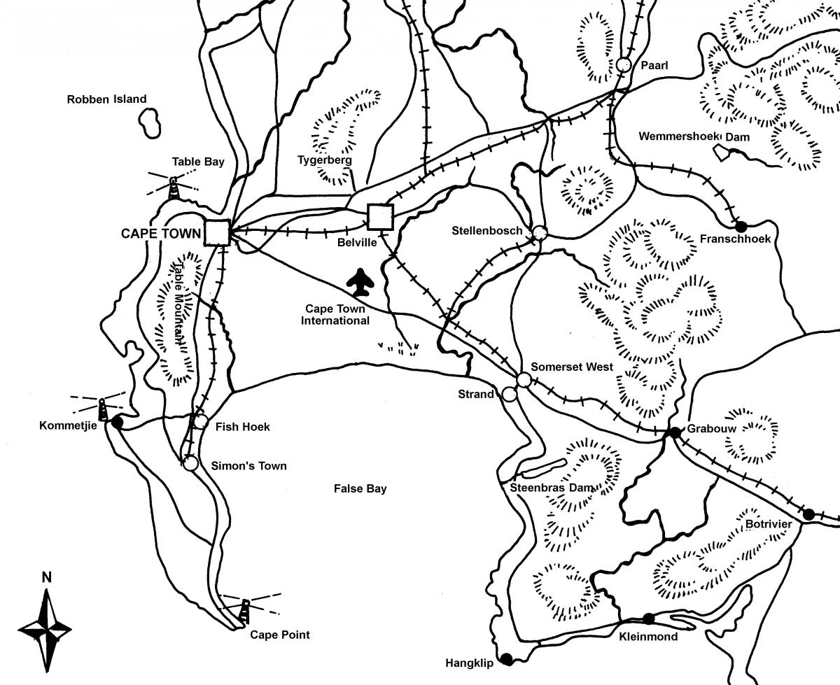 mapa de bosquejo de mapa de Ciudad del Cabo