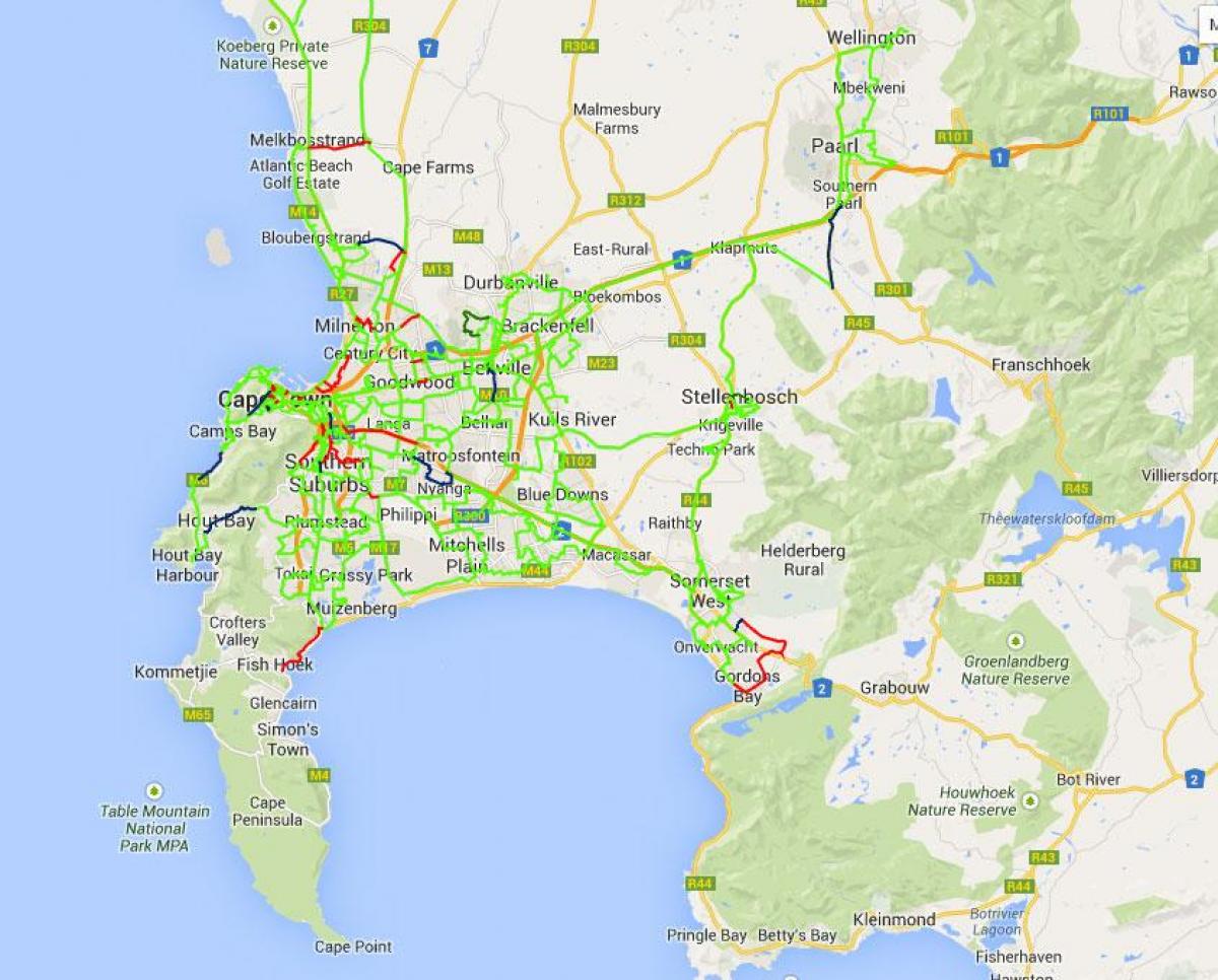 mapa de fibra en el mapa de Ciudad del Cabo