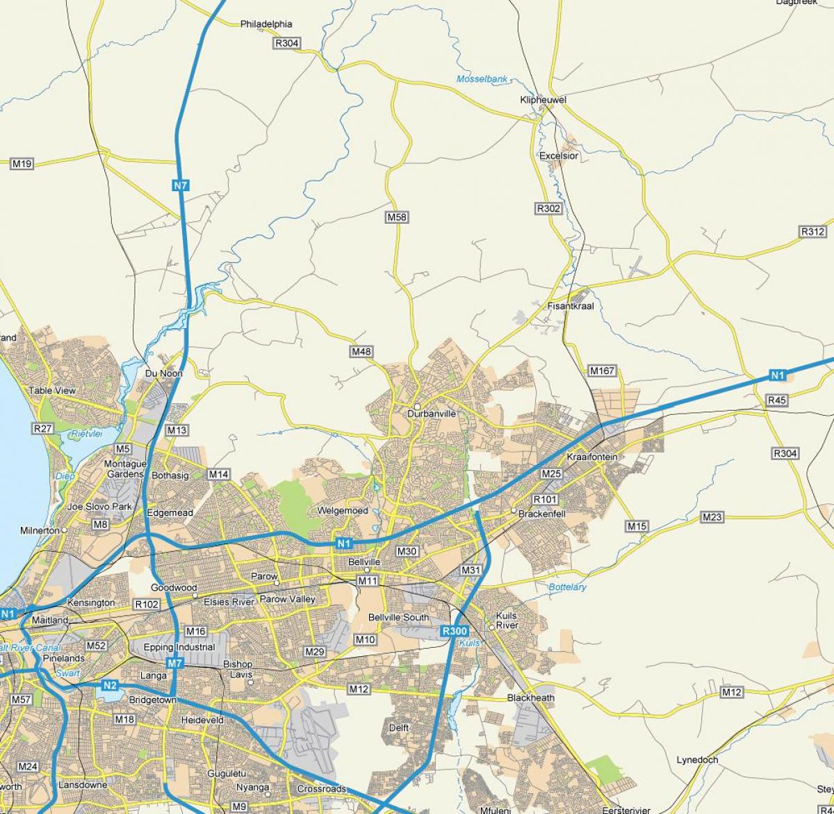 mapa de durbanville suburbios