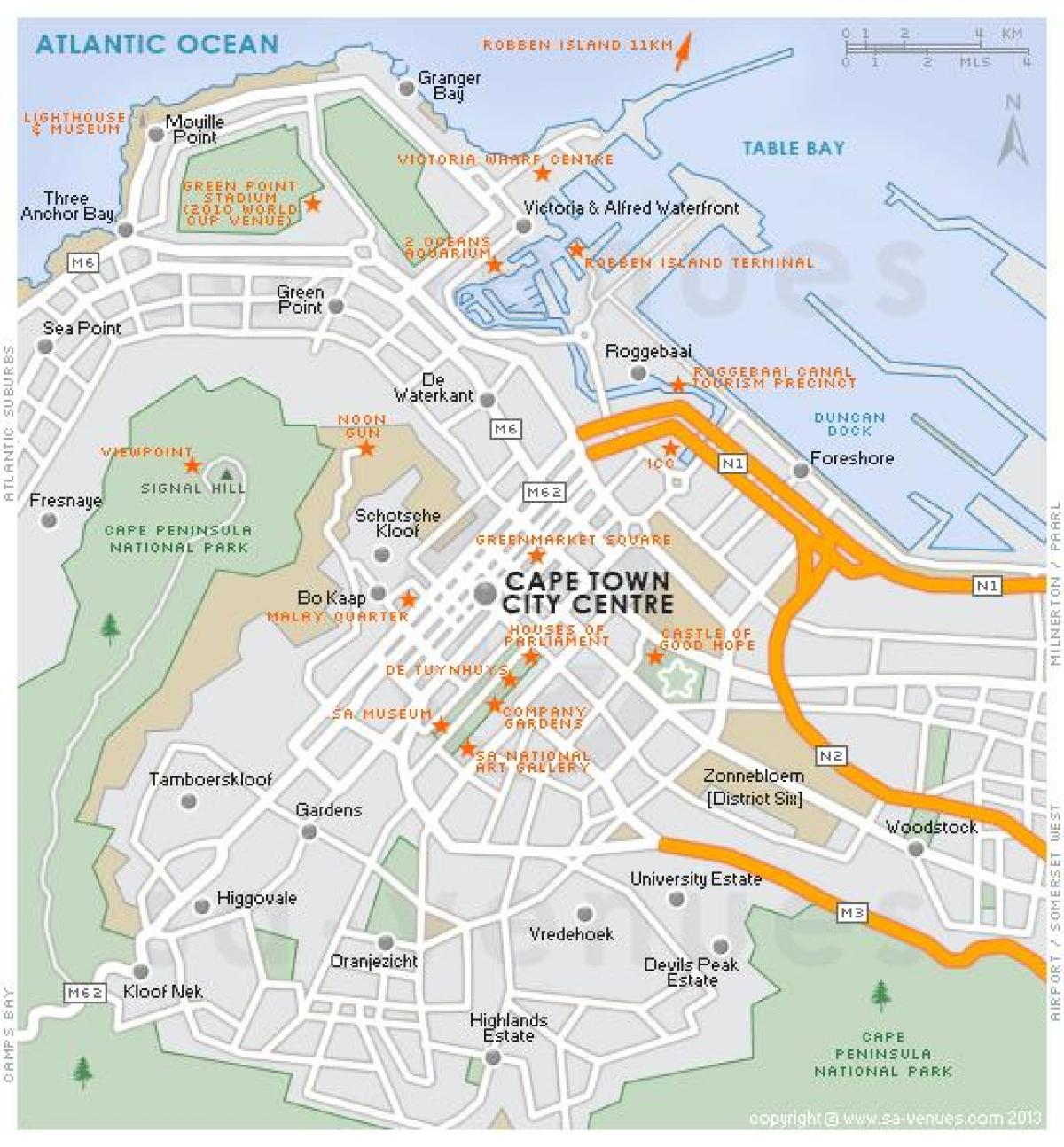 mapa de siglo de la ciudad de Ciudad del Cabo