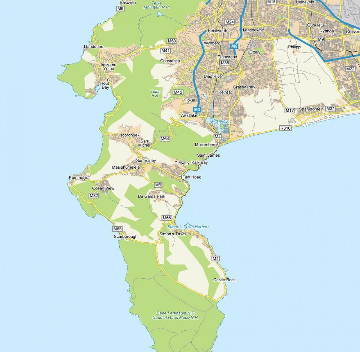 mapa de fish hoek el Sur de África