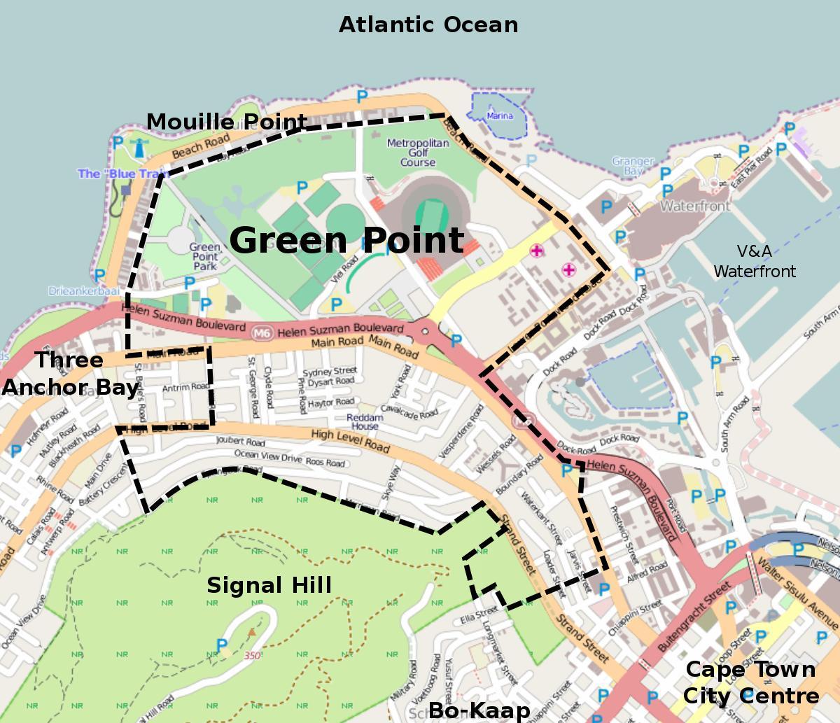 green point de Ciudad del Cabo mapa