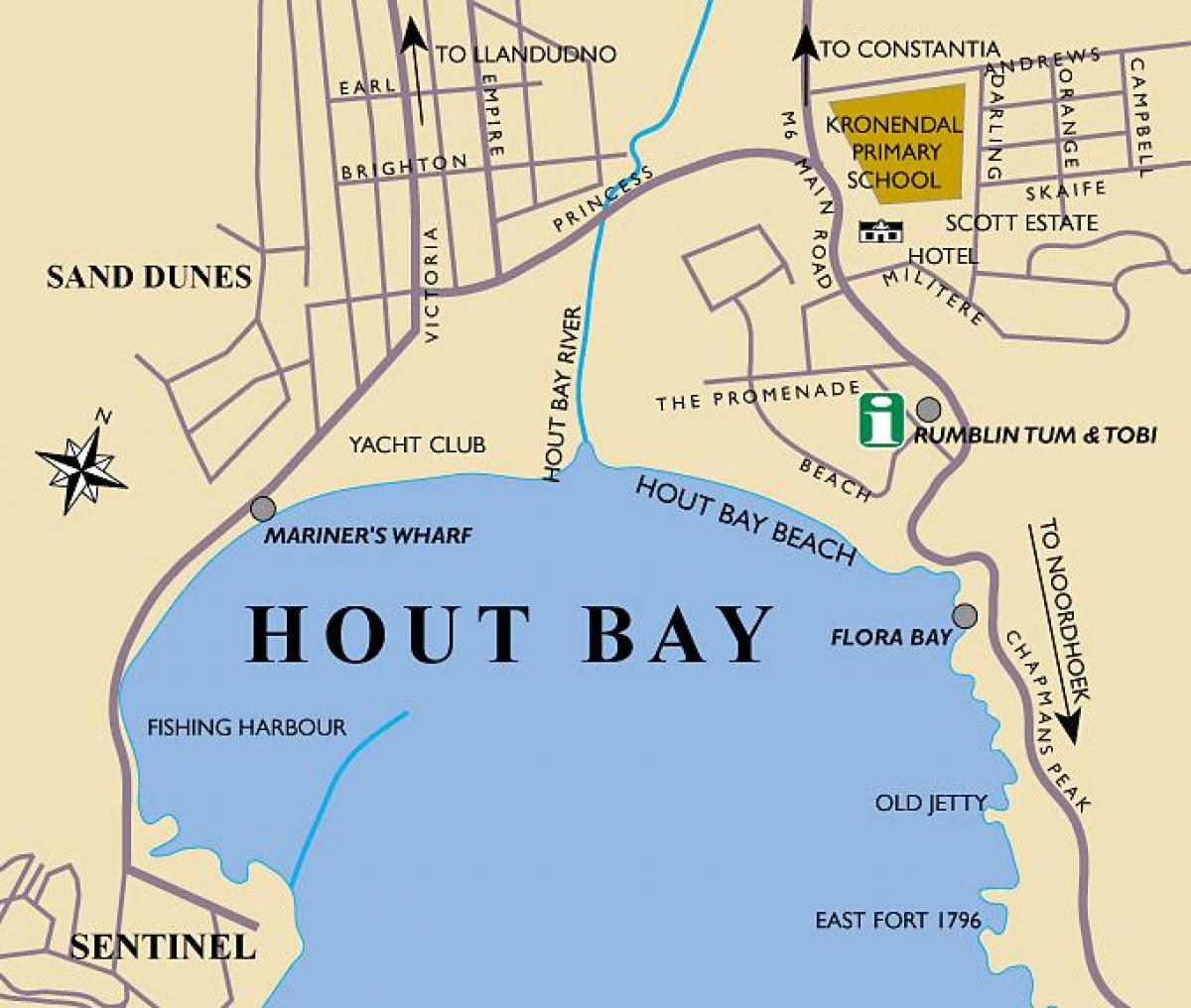 mapa de la bahía de hout mapa de Ciudad del Cabo