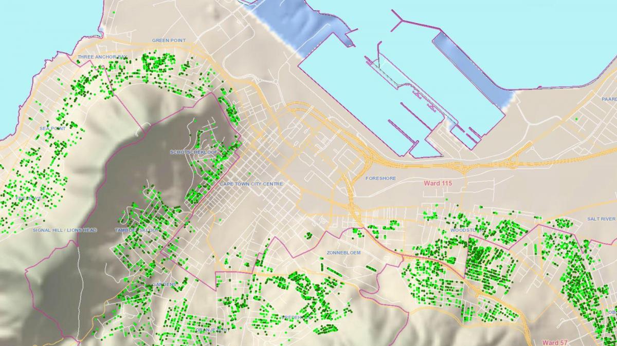 mapa de la ciudad de Ciudad del Cabo barrios