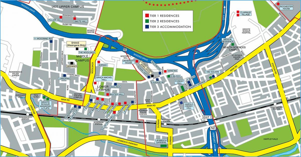 mapa de la universidad de Ciudad del Cabo