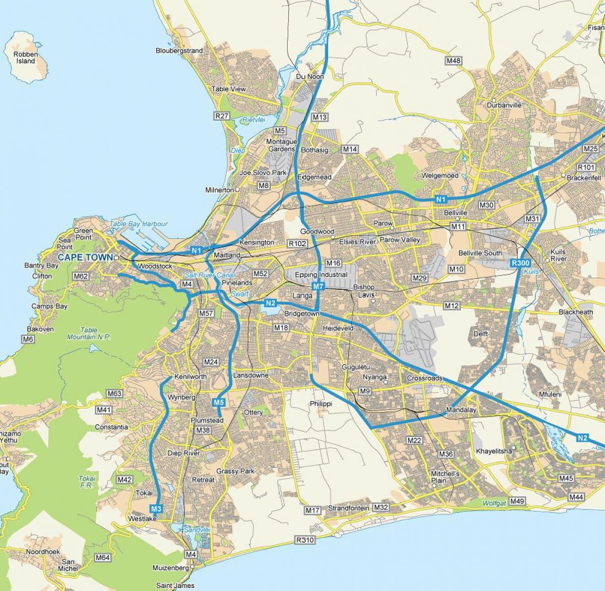 mapa de langa de Ciudad del Cabo
