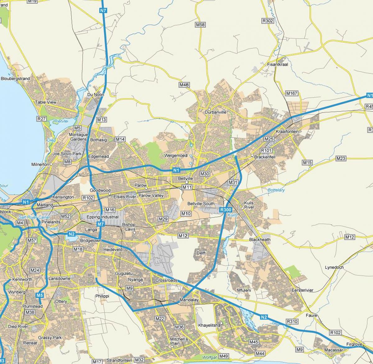 mapa de mapa de calle de bellville Ciudad del Cabo