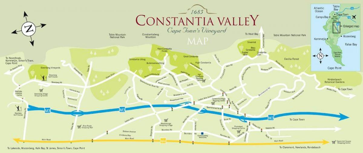 mapa de constantia Ciudad del Cabo