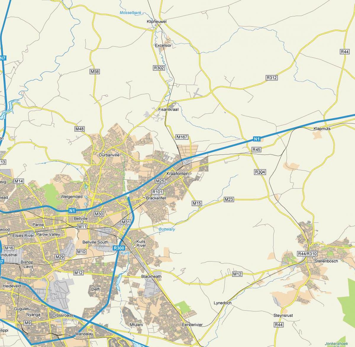 mapa de kraaifontein Ciudad del Cabo