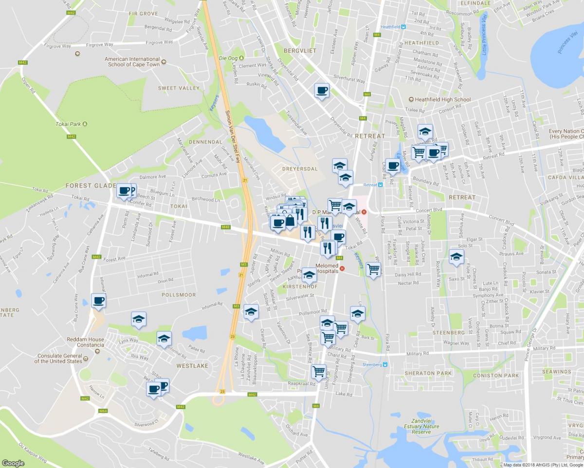 mapa de tokai Ciudad del Cabo
