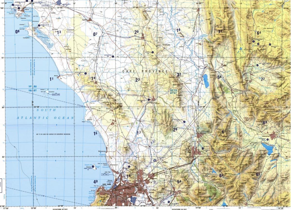 Ciudad del cabo mapa topográfico