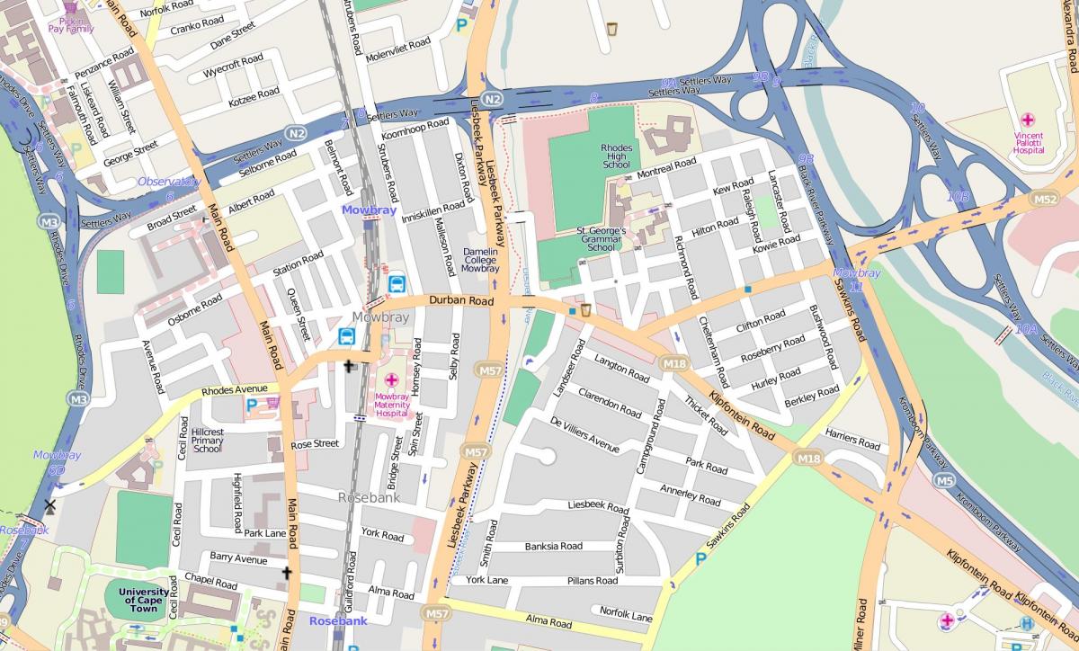 mapa de mowbray Ciudad del Cabo