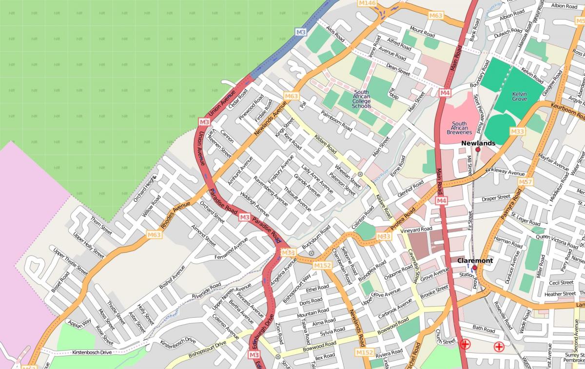 mapa de newlands de Ciudad del Cabo