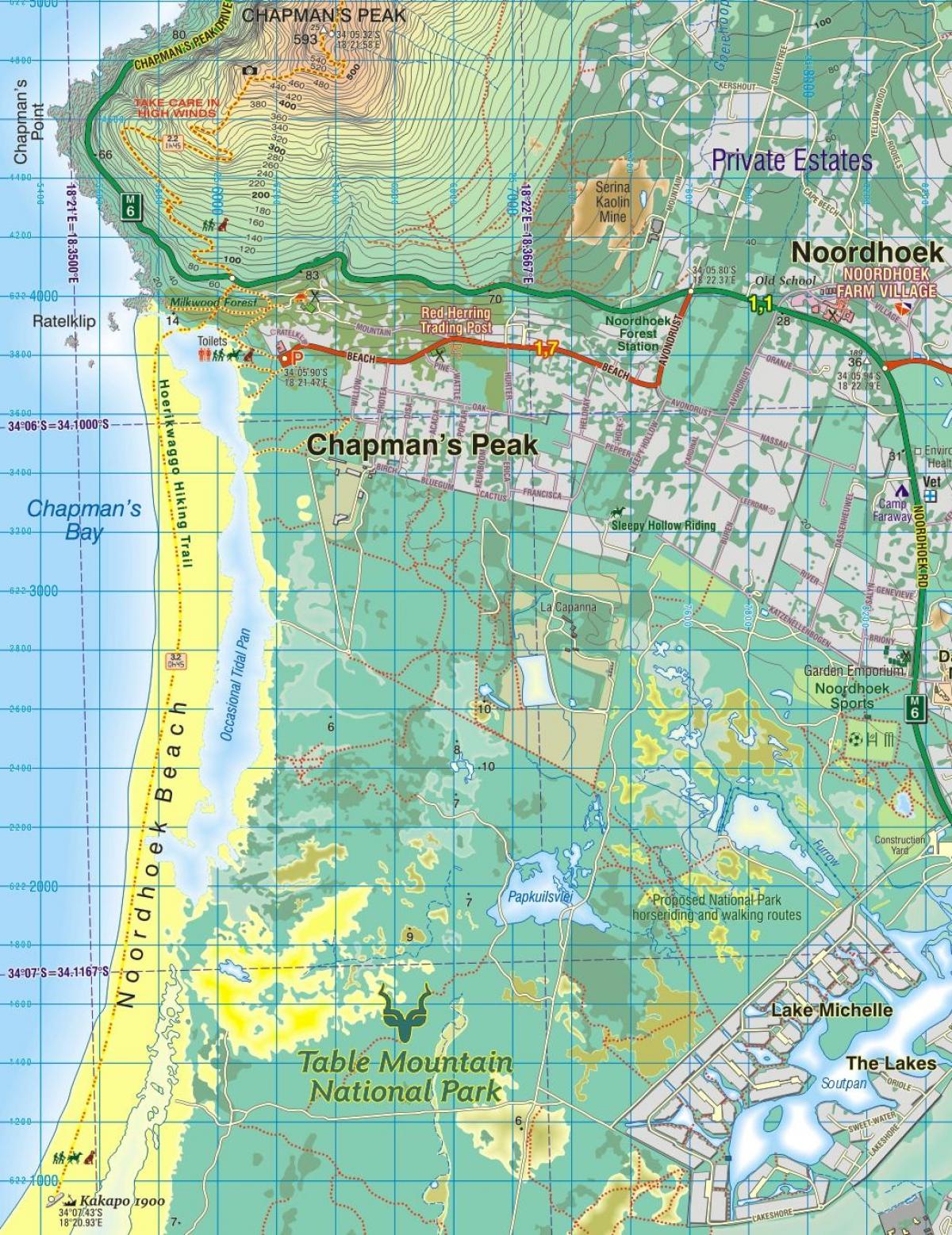 mapa de noordhoek Ciudad del Cabo