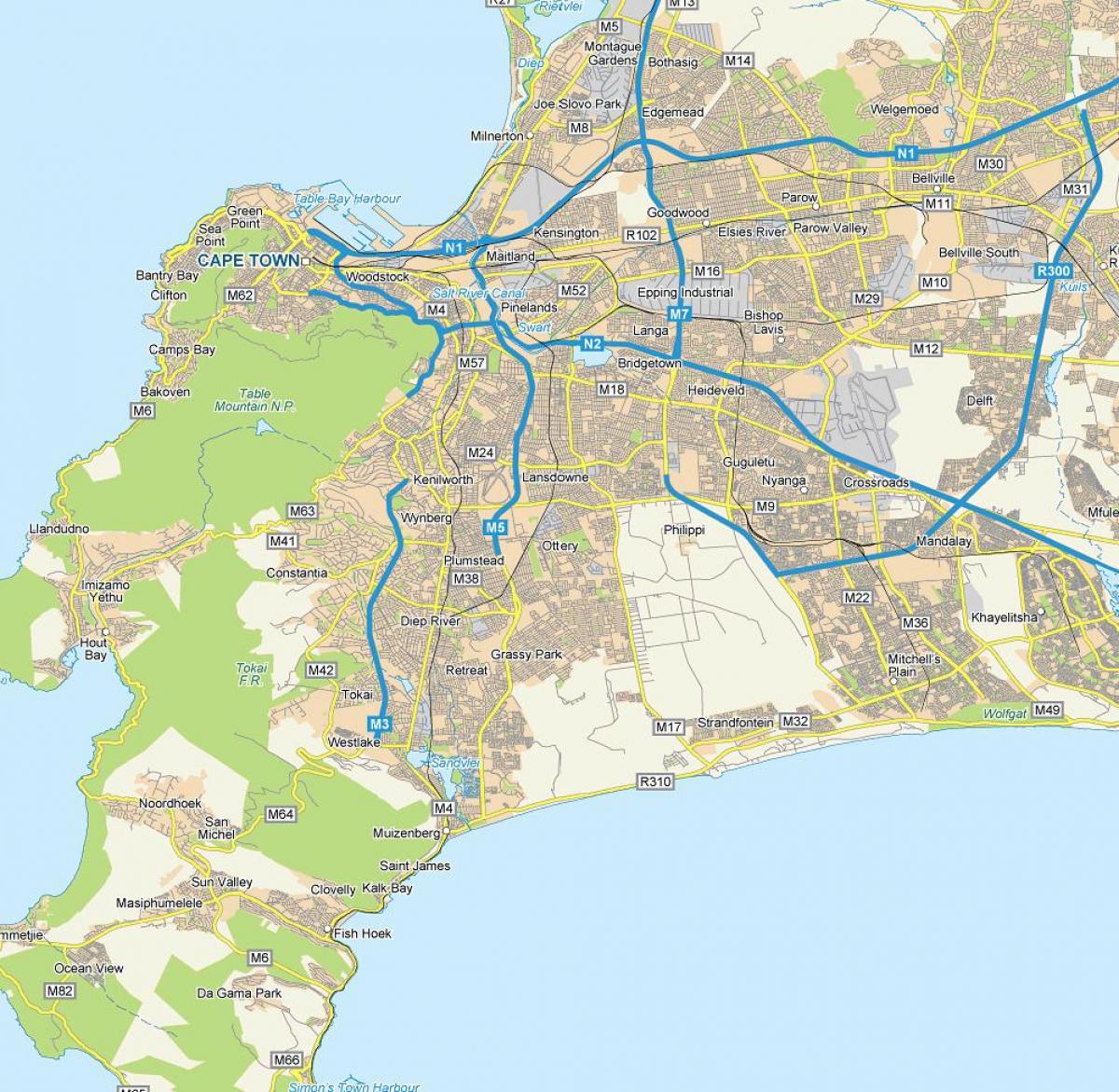 mapa de ottery Ciudad del Cabo 
