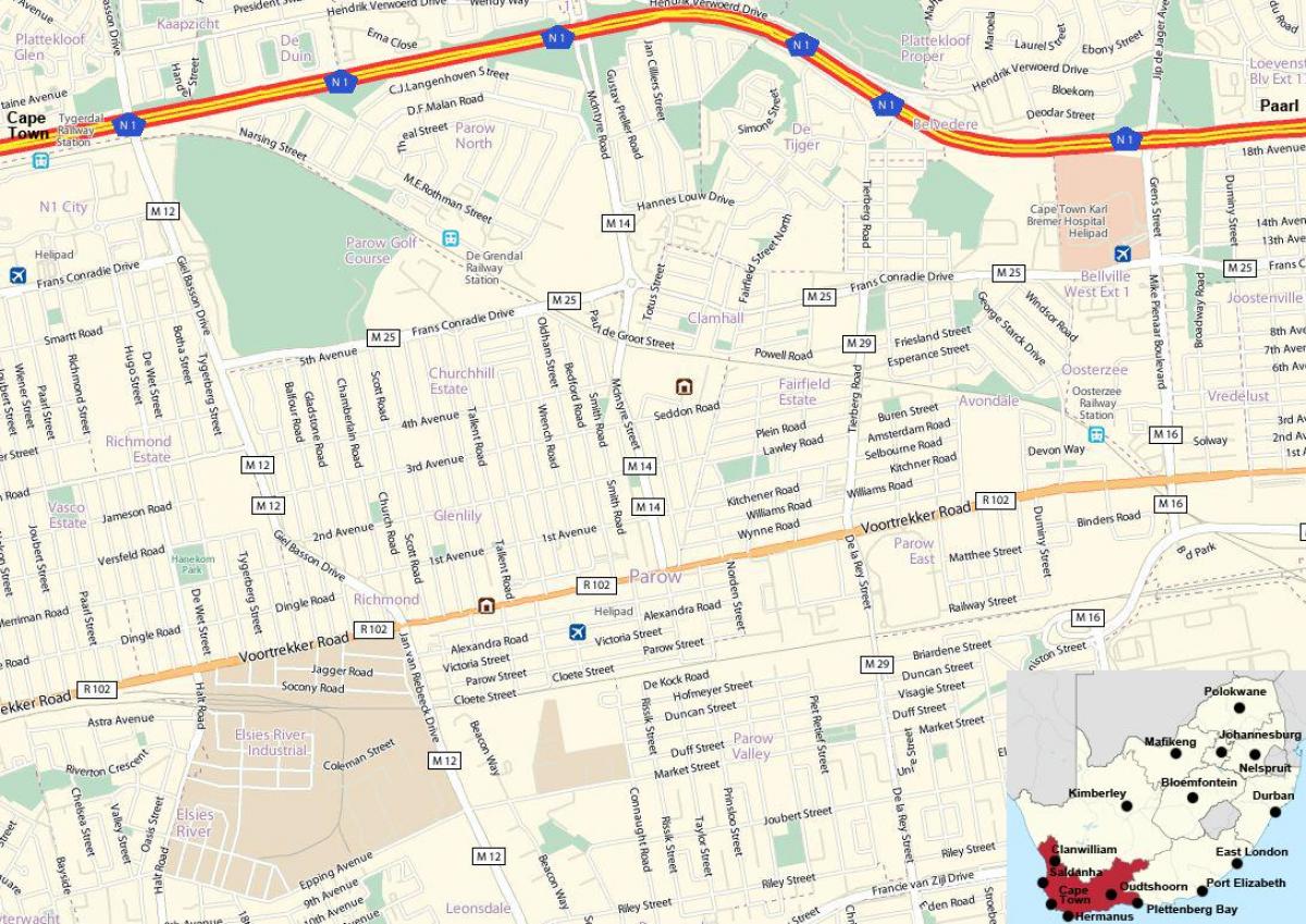 mapa de parow Ciudad del Cabo