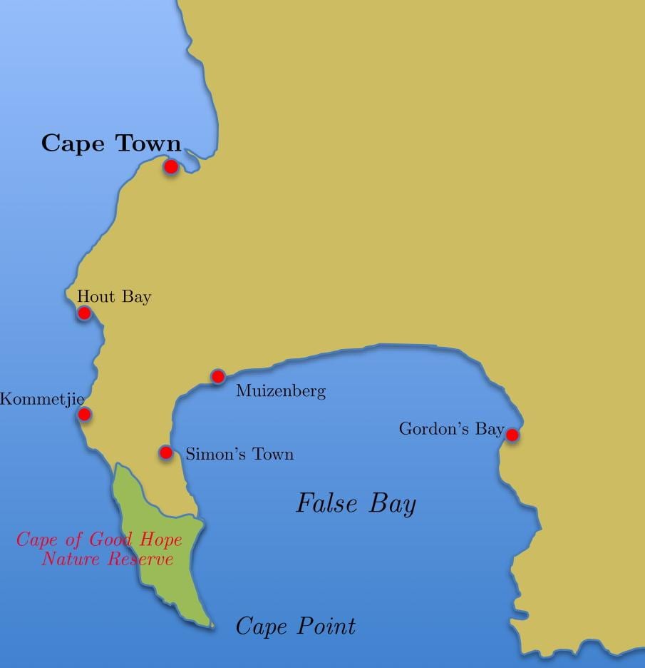 mapa de la ciudad de simon sudáfrica
