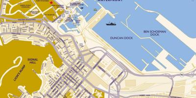 Mapa de Ciudad del Cabo en la terminal de cruceros