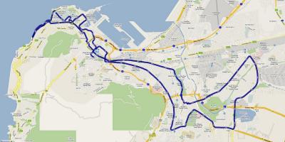 Mapa de Ciudad del Cabo, ruta de la maratón 