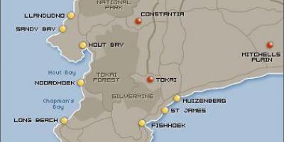 Mapa de Ciudad del Cabo playas