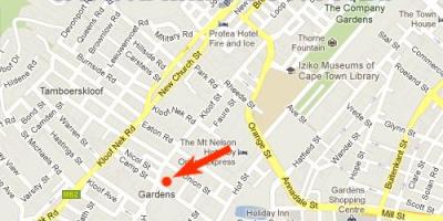 Mapa de los jardines del centro comercial de Ciudad del Cabo