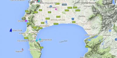 Mapa de mapa de fish hoek y alrededores