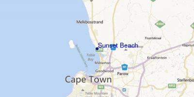 Mapa de la puesta del sol de la playa de Ciudad del Cabo
