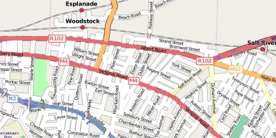 Mapa de calle de woodstock Ciudad del Cabo
